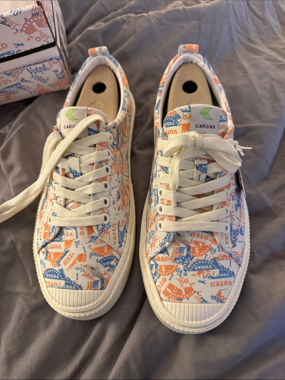 Cariuma Canvas Sneakers, I voted sticker print. Cariuma x Crooked